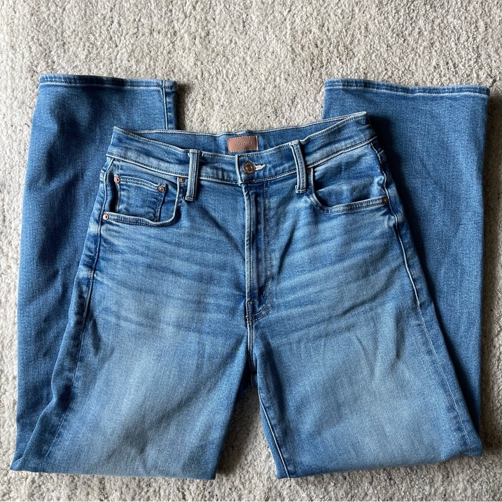 NEW MOTHER LIL Rambler Zip Flood Jeans Wide Leg 27 P - Picture 3 of 10